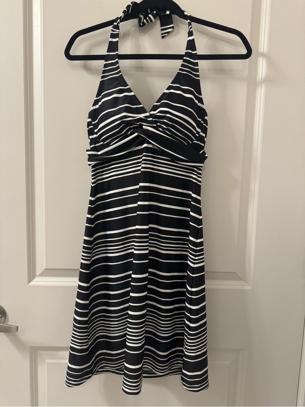 Athleta Tara Halter Swim Dress Black 34B/C Tennis Pickleball Beach $89 Summer